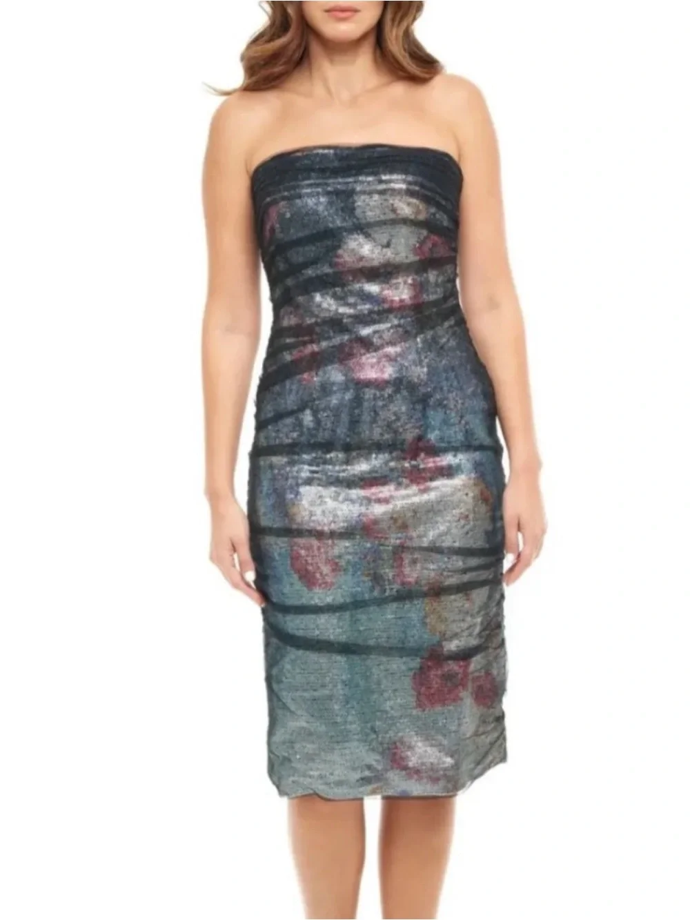 Rene Ruiz Strapless Floral Tulle Dress Size 18